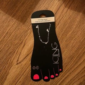 sterling silver Icing anklet with moon and stars